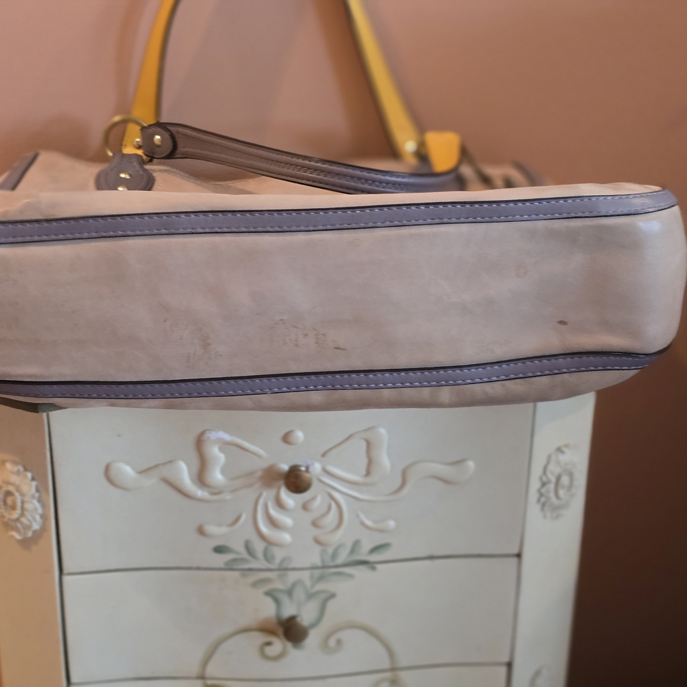 Coach Tan and Gray Shoulder Bag with Yellow Accents - Picture 3 of 6